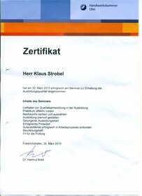 Erhaltung der Ausbildungsqualität Herr Klaus Strobel